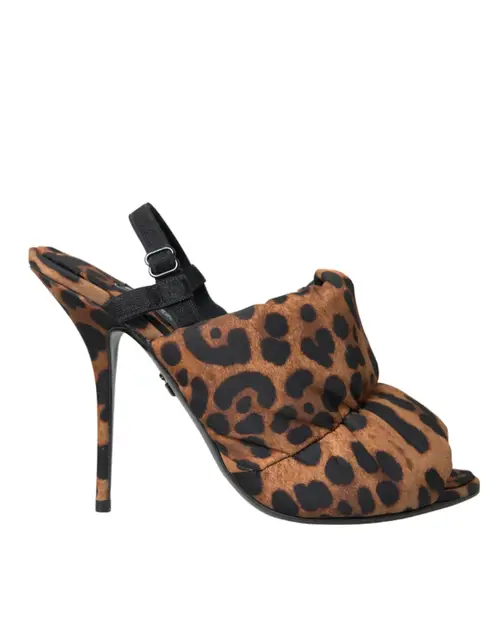 Dolce & Gabbana Brown Leopard Slingback Heels SandalerSko