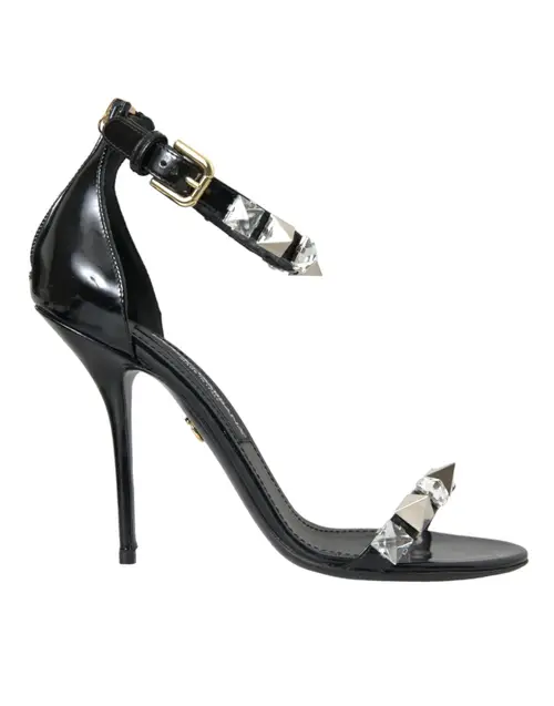 Dolce & Gabbana Black Crystals SandalerAnkle Strap Sko