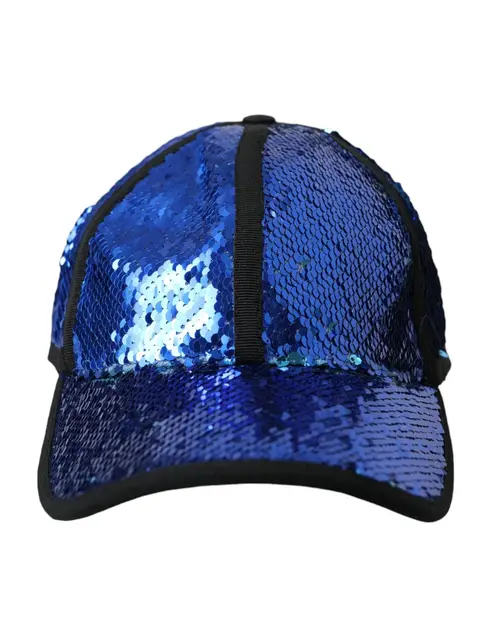 Dolce & Gabbana Royal Blue Sequin Baseball Hat Herre