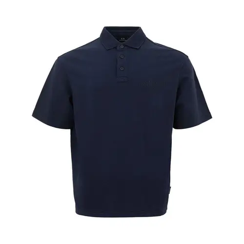 Armani Exchange Sleek Blue Cotton Polo Shirt for Herre