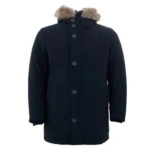 Elegant Blue Polyester Herno Jacket for Herre