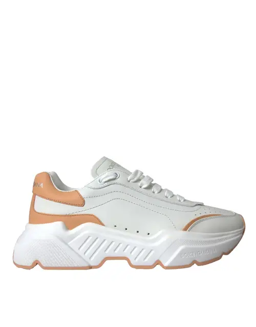 Dolce & Gabbana White Peach DAYMASTER Leather Sneakers Sko