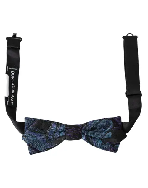 Dolce & Gabbana Black Blue Brocade Adjustable Neck Herre Bow Tie