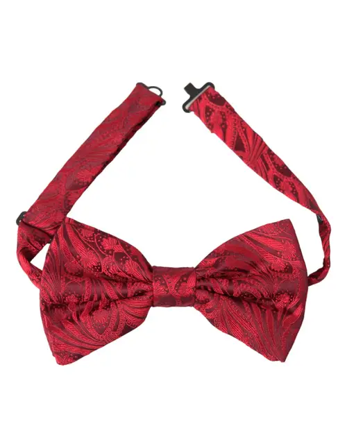 Dolce & Gabbana Red Brocade Silk Adjustable Neck Herre Bow Tie