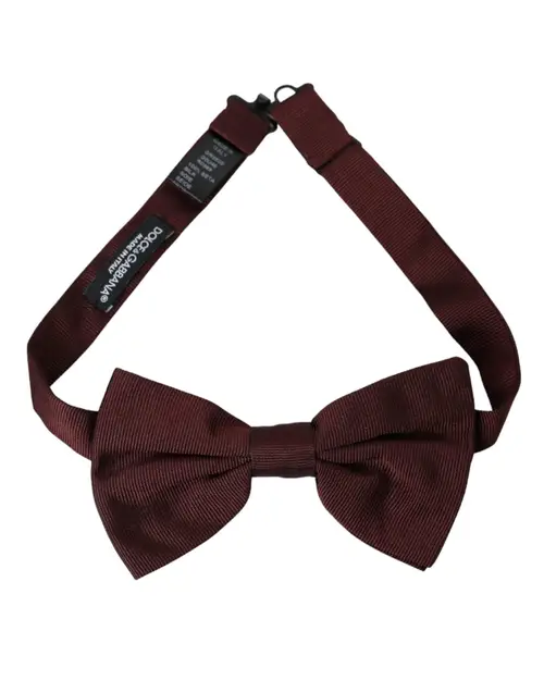 Dolce & Gabbana Maroon Silk Adjustable Neck Herre Bow Tie