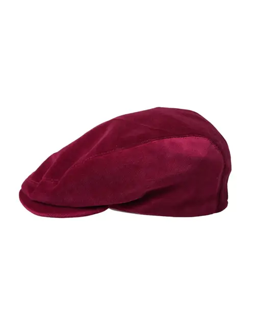 Dolce & Gabbana Maroon Velvet Cotton Newsboy Hat Herre