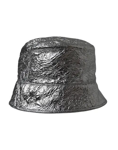 Dolce & Gabbana Metallic Silver Polyester Bucket Hat Herre