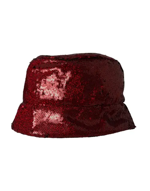 Dolce & Gabbana Red Sequined Nylon Bucket Hat Herre