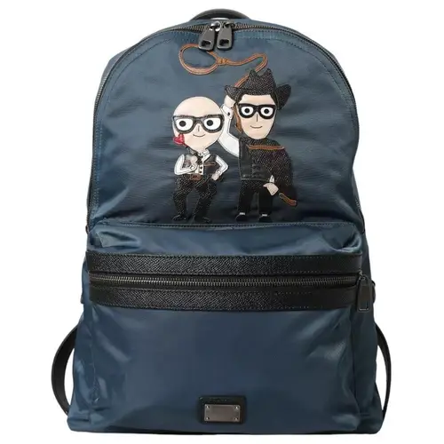 Dolce & Gabbana Blue Nylon #DGFamily Patch Herre Backpack Bag