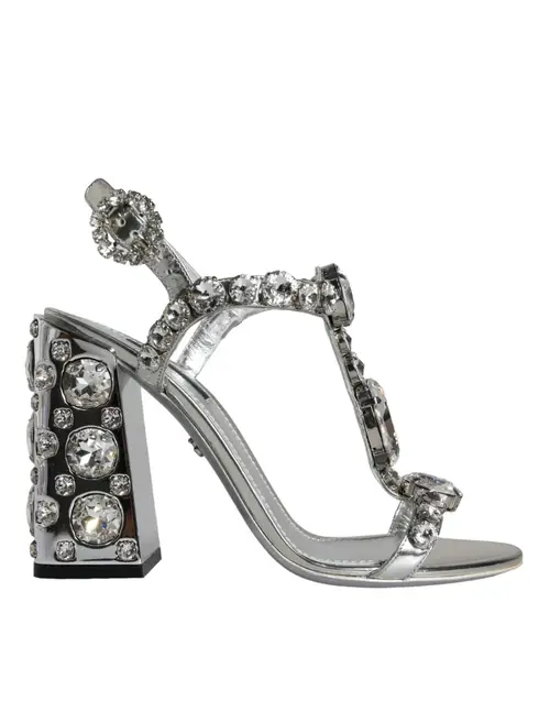 Dolce & Gabbana Silver Crystals High Heels SandalerSko