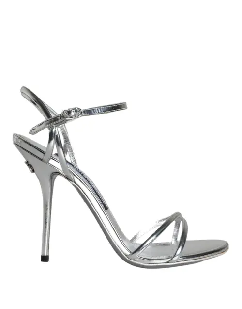 Dolce & Gabbana Silver KEIRA Leather AnkleStrap SandalerSko