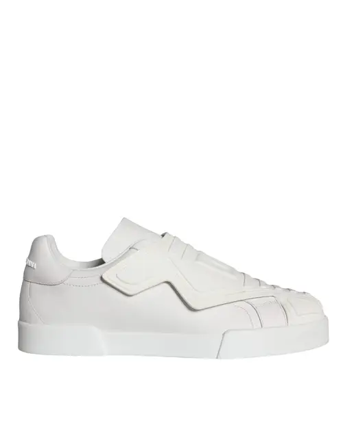 Dolce & Gabbana White Leather Slip On Low Top Sneakers Sko