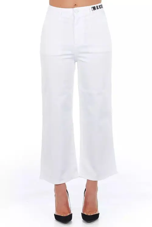 Frankie Morello White Cotton Dame Cropped Trouser