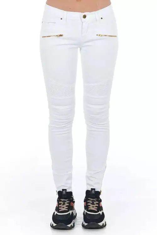 Frankie Morello White Cotton Dame Jeans