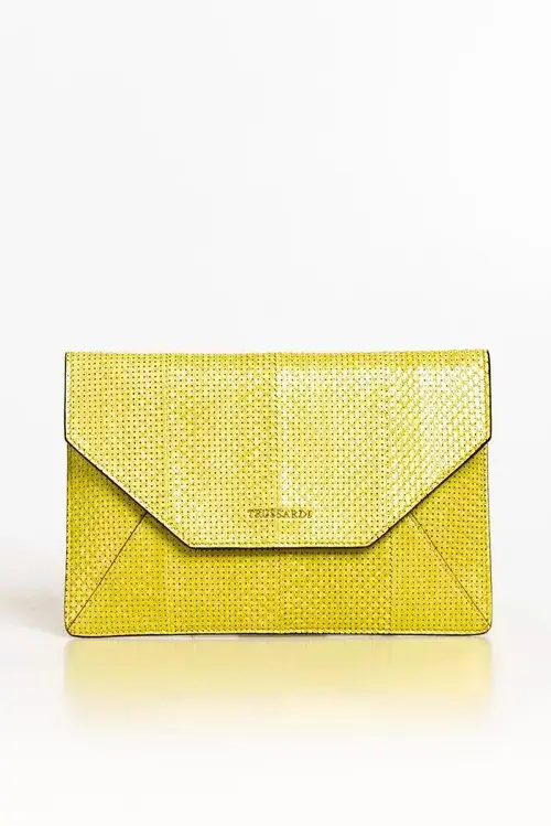 Trussardi Yellow Leather Dame Clutch