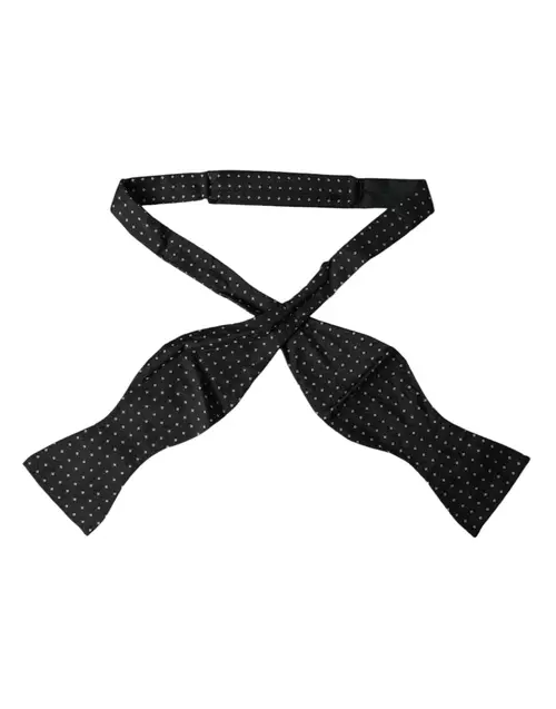 Dolce & Gabbana Black Silk Polka Dot Slim Skinny Necktie Herre Bow Tie