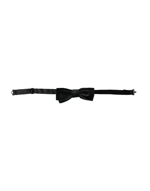 Dolce & Gabbana Black Velvet Cotton Adjustable Neck Herre Bow Tie