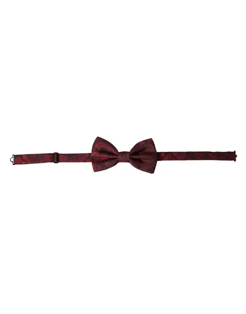 Dolce & Gabbana Red Silk Floral Adjustable Neck Herre Bow Tie