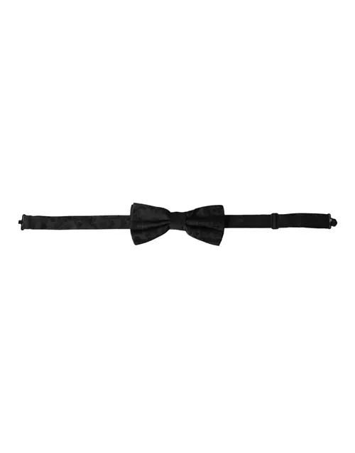 Dolce & Gabbana Black Silk Floral Adjustable Neck Herre Bow Tie