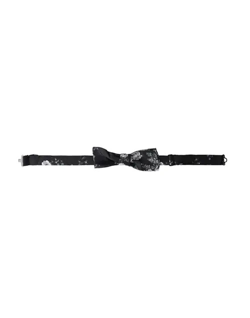 Dolce & Gabbana Black Floral Fantasy Adjustable Neck Herre Bow Tie