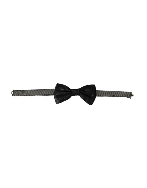 Dolce & Gabbana Black Fantasy Silk Adjustable Neck Herre Bow Tie