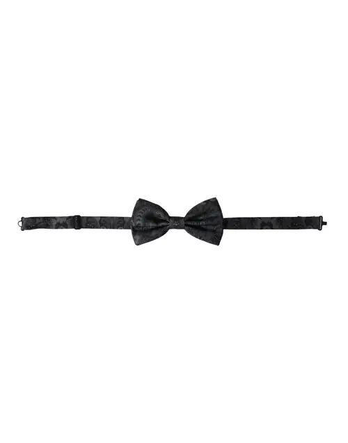 Dolce & Gabbana Dark Gray Silk Patterned Adjustable Herre Bow Tie