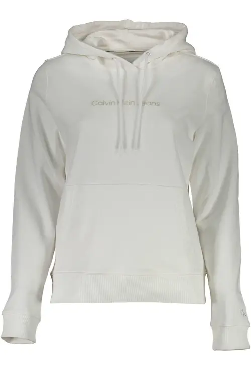 Calvin Klein Elegant White Cotton Hooded Sweatshirt