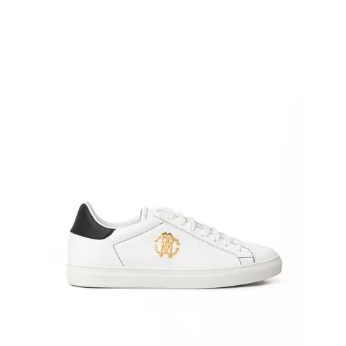 Roberto Cavalli White Leather Sneakers