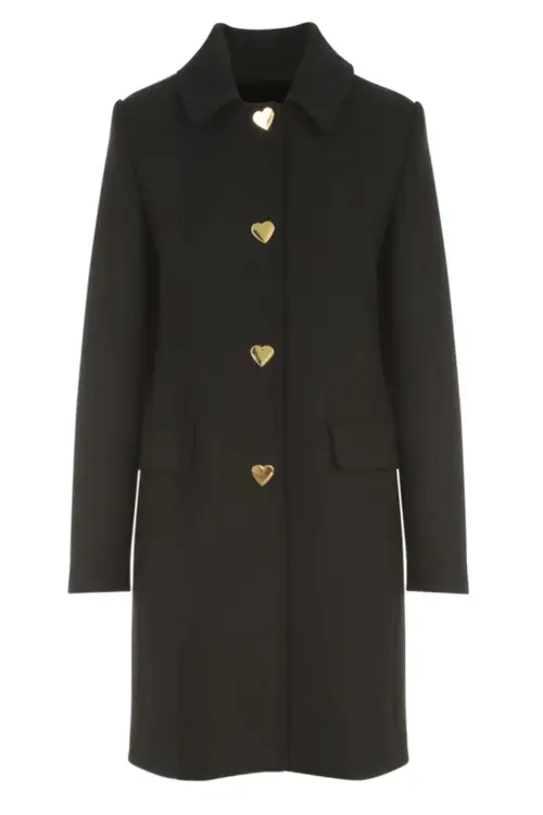 Love Moschino Black Wool Dame Coat