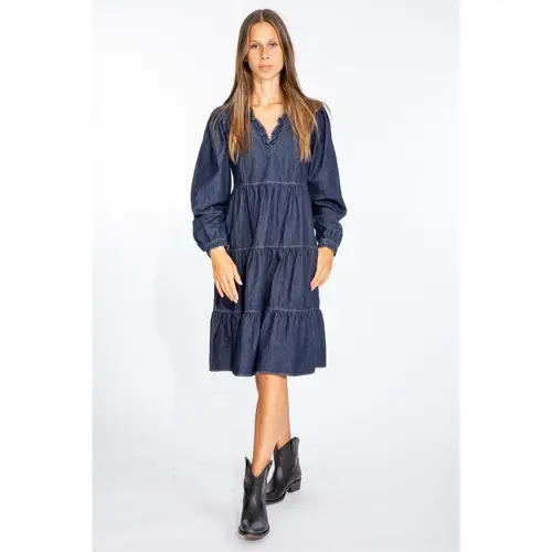 Love Moschino Elegant Dark Blue Denim Flare Dress