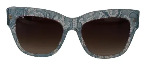 Dolce & Gabbana Elegant Lace Detail Blue Solbriller