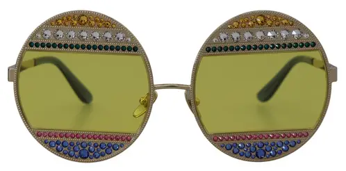 Dolce & Gabbana Crystal Embellished Gold Oval Solbriller