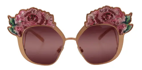 Dolce & Gabbana Chic Rose Sequin Embroidered Solbriller