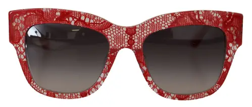 Dolce & Gabbana Elegant Red Lace Detail Solbriller