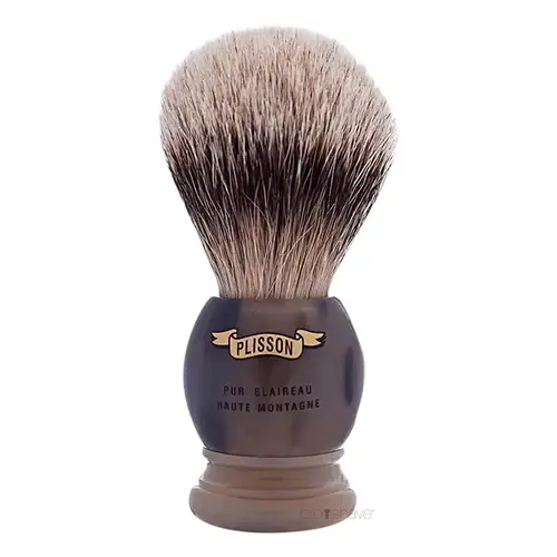 Plisson Barberkost, High Mountain White Badger & Genuine Horn, Original, Str. 18