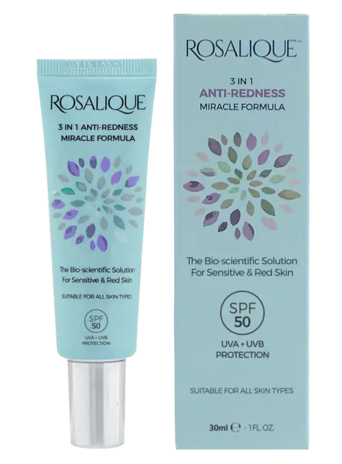 Rosalique 3 i 1 anti-rødme creme med SPF50, 30ml.