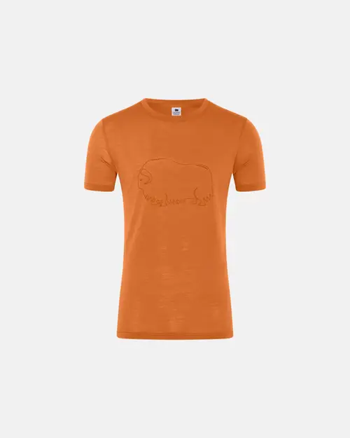 Økologisk uld, T-shirt, Orange med print