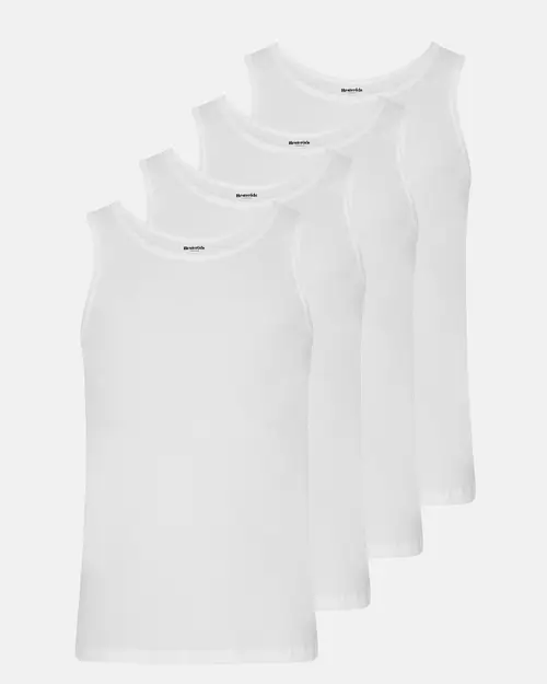 Økologisk bomuld, Tanktop Rib, 4-pack, Hvid