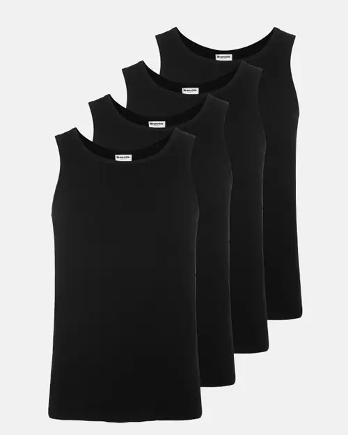 Økologisk bomuld, Tanktop Rib, 4-pack, Sort