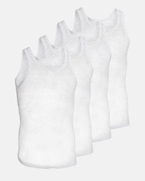 Økologisk Bomuld, Net tanktop, 4-pack, Hvid