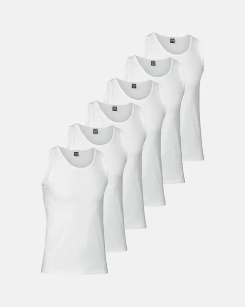 Økologisk bomuld, Tanktop, 6-pack, Hvid