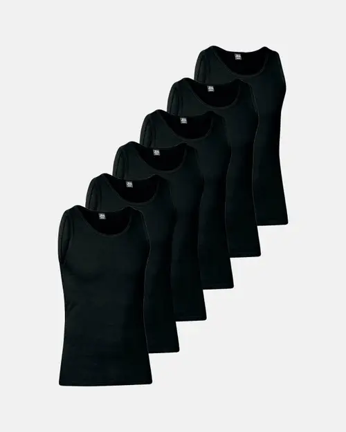 Økologisk bomuld, Tanktop, 6-pack, Sort