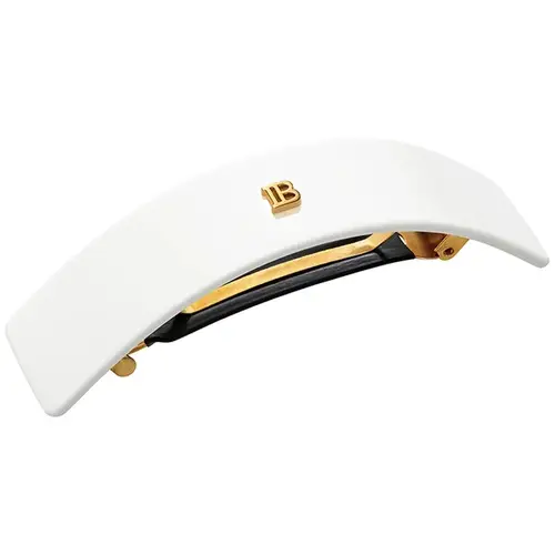 Balmain Accessories Cellulose Acetate Barrette pour Cheveux Large White 18k Gold