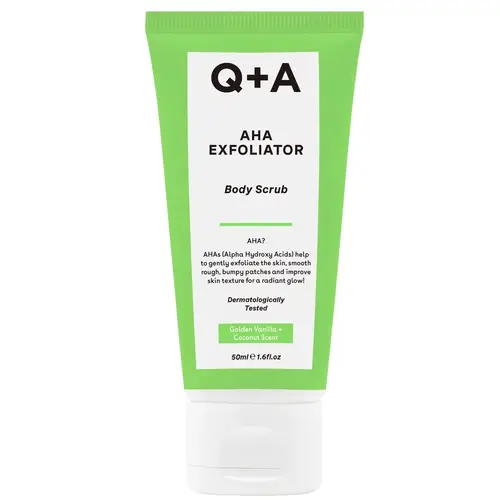 Q+A AHA Exfoliator Body Scrub Travel Size 50 ml