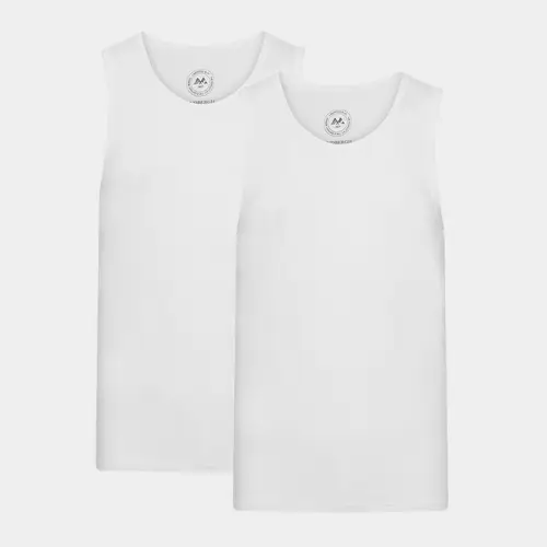 2 pak hvid bambus tank top til mænd fra Lindbergh, XXXL