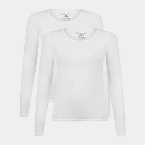 Bambus langærmet T-shirt | Hvid bambus dame T-shirt fra Bamboo Basics, S