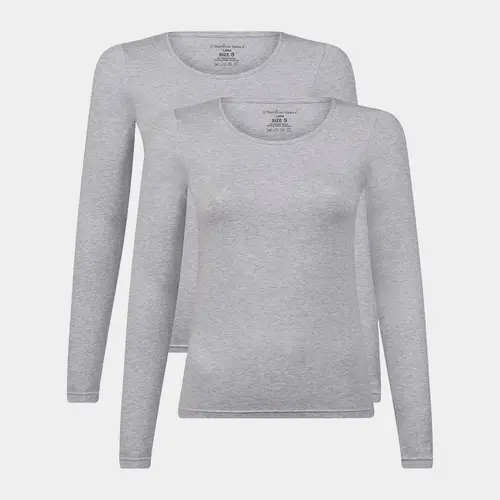 Bambus langærmet T-shirt | Grå bambus dame T-shirt fra Bamboo Basics, S