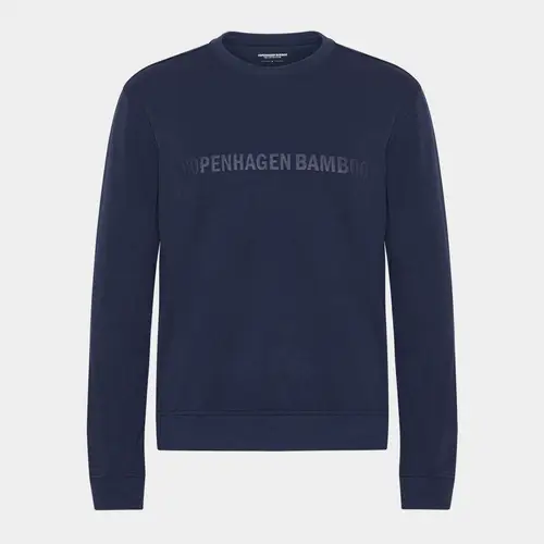 Navy bambus sweatshirt med logo, XXL