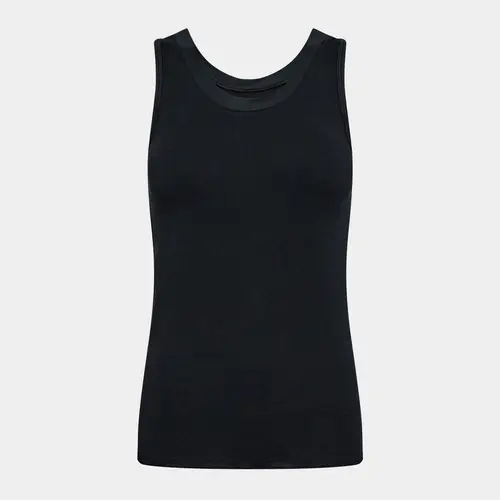 Sort bambus tank top med feminine detaljer, M