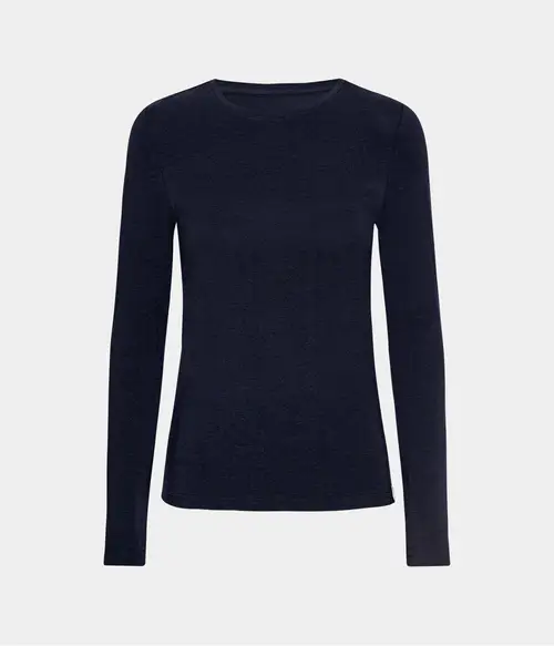 Navy langærmet bambus T-shirt til dame fra Copenhagen Bamboo, S